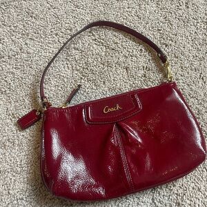 Coach red patten leather bag